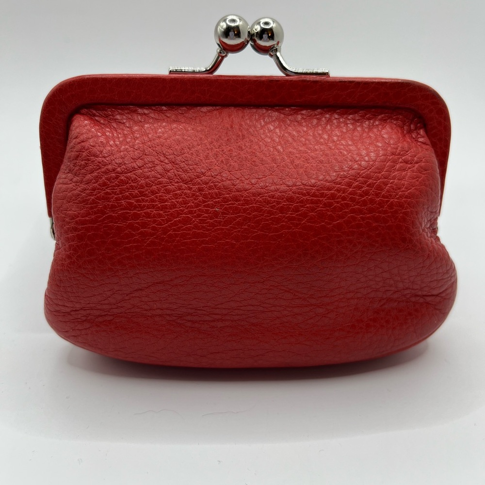 Coach Orange/Red Leather Kiss Lock Change Purse - Picture 2 of 9